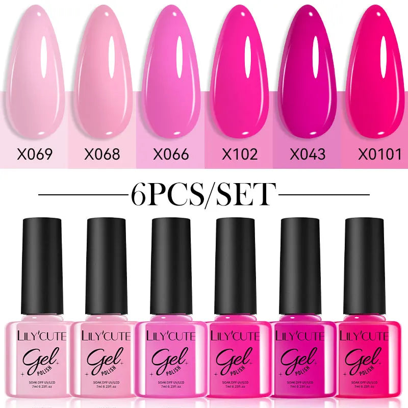 LILYCUTE Nagelgel-Politur-Set, Rosa Grün, Frühling, DIY-Nagelkunst-Design, lang anhaltend, Soak Off UV Gel, Maniküre, Malgel, Vernis-Kit