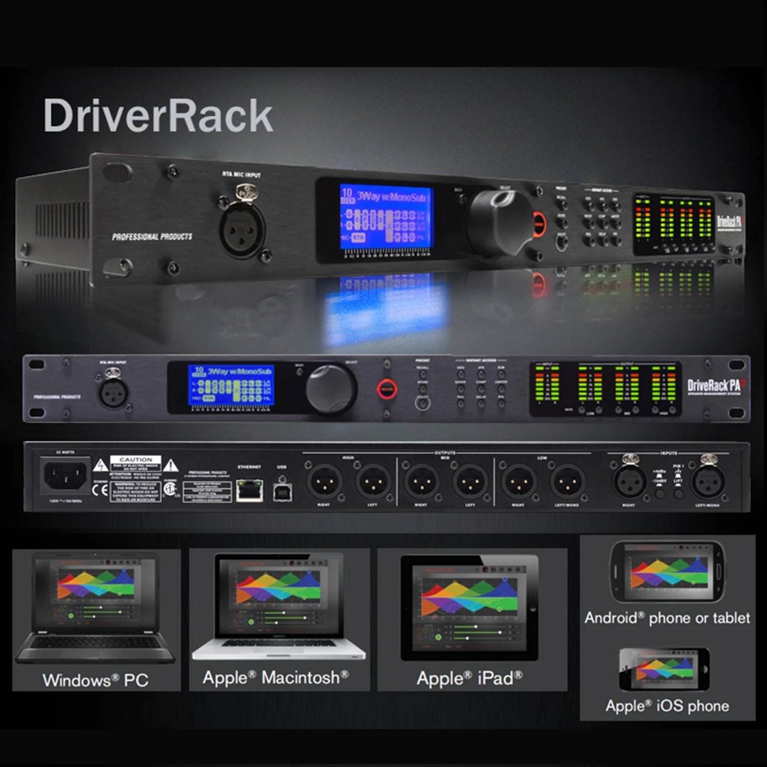 DriveRack PA2 2 Eingänge 6 Ausgänge Digitaler Audio-Prozessor Original Software Professionelles Audio-Equipment Lautsprechersystem