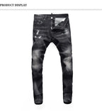 Street Fashion Herren Eng Schwarz Grau Jeans Retro Elastische Schlankmachende Split-Style Jeans Herren Retro Designer Brand Jeans Hombre