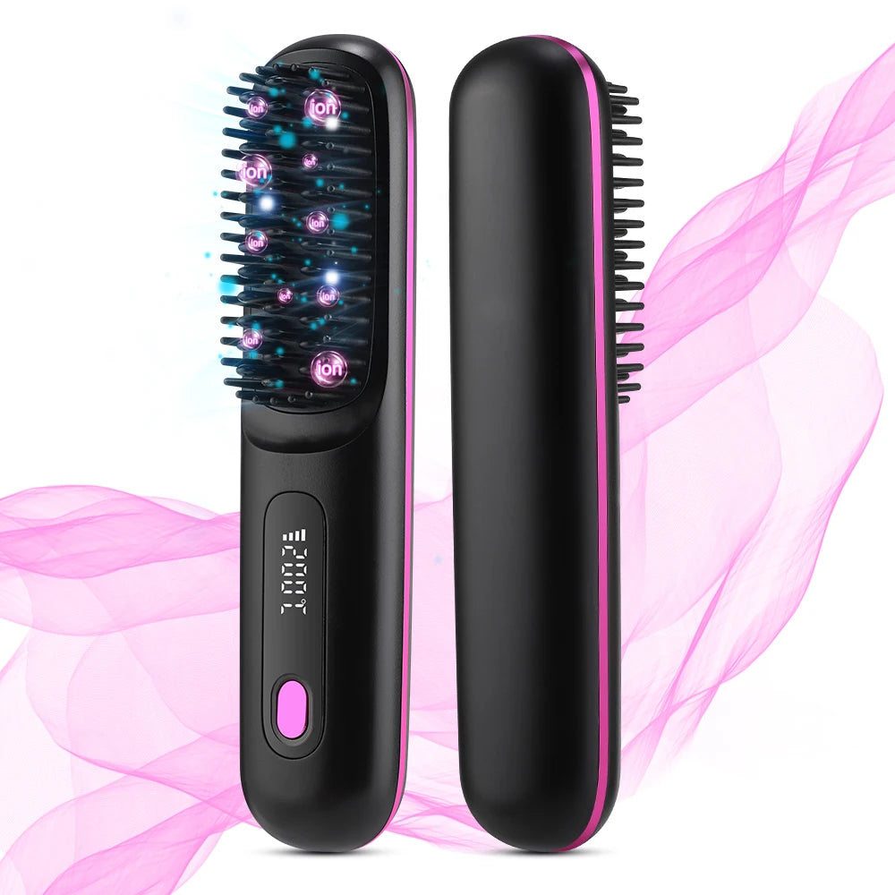 Kabellose Haarglätterbürste, 3 Temperaturen, elektrische Negativ-Ionen, Keramik, Verbrühungsschutz, beheizter Kamm, Haarstyling-Tools Hauptbild