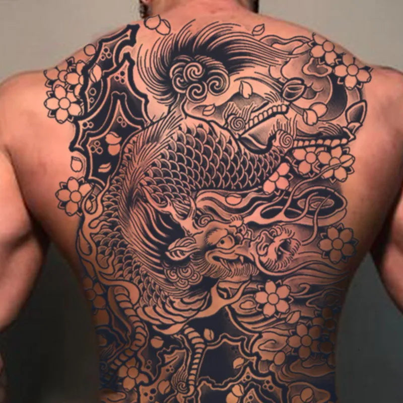 Magic Juice Tinte Wasserdichte Tattoo Aufkleber Große Größe Kräutersaft Temporäre Tattoos Männer Body Art Drache Tiger