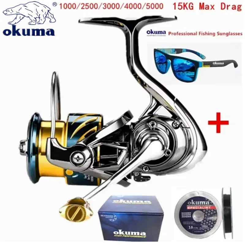 Okuma Ganzmetall-Angelrolle mit flacher Spule 15 kg Korrosionsschutz Salzwasser Spinnrolle 1000-5000 Hauptbild