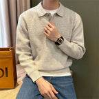 Herren Winter Norwegerpullover Einfarbig Polo Rollkragen Gestrickte Pullover Lässige Retro Warme Strickwaren Elegante Y2K Streetwear Jersey Hombre
