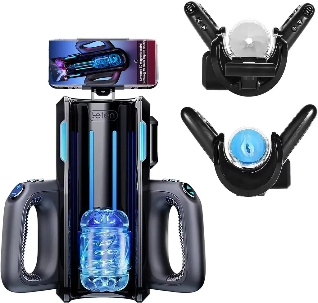 Dual Handles Leten King Sexmaschine Elektrisch Stoßend Männlicher Masturbator Orgasmus Erotikspielzeug 2 Weiche Hülsen Stimmfunktion Penisstimulator