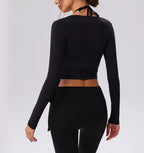 Yoga Sportshirt Blusen Pilates Crop Top Fitness Damen Langarm T-Shirt Oberteile Sweatshirt Sportbekleidung Damen Gym Yoga Kleidung