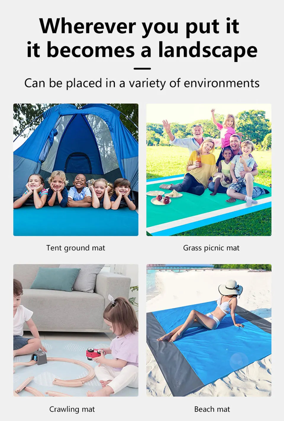 200 * 210 cm Sanddichte Stranddecke Wasserdichte Strandmatte Tragbare leichte Picknickdecke Campingmatte für Reisen Wandern Sport