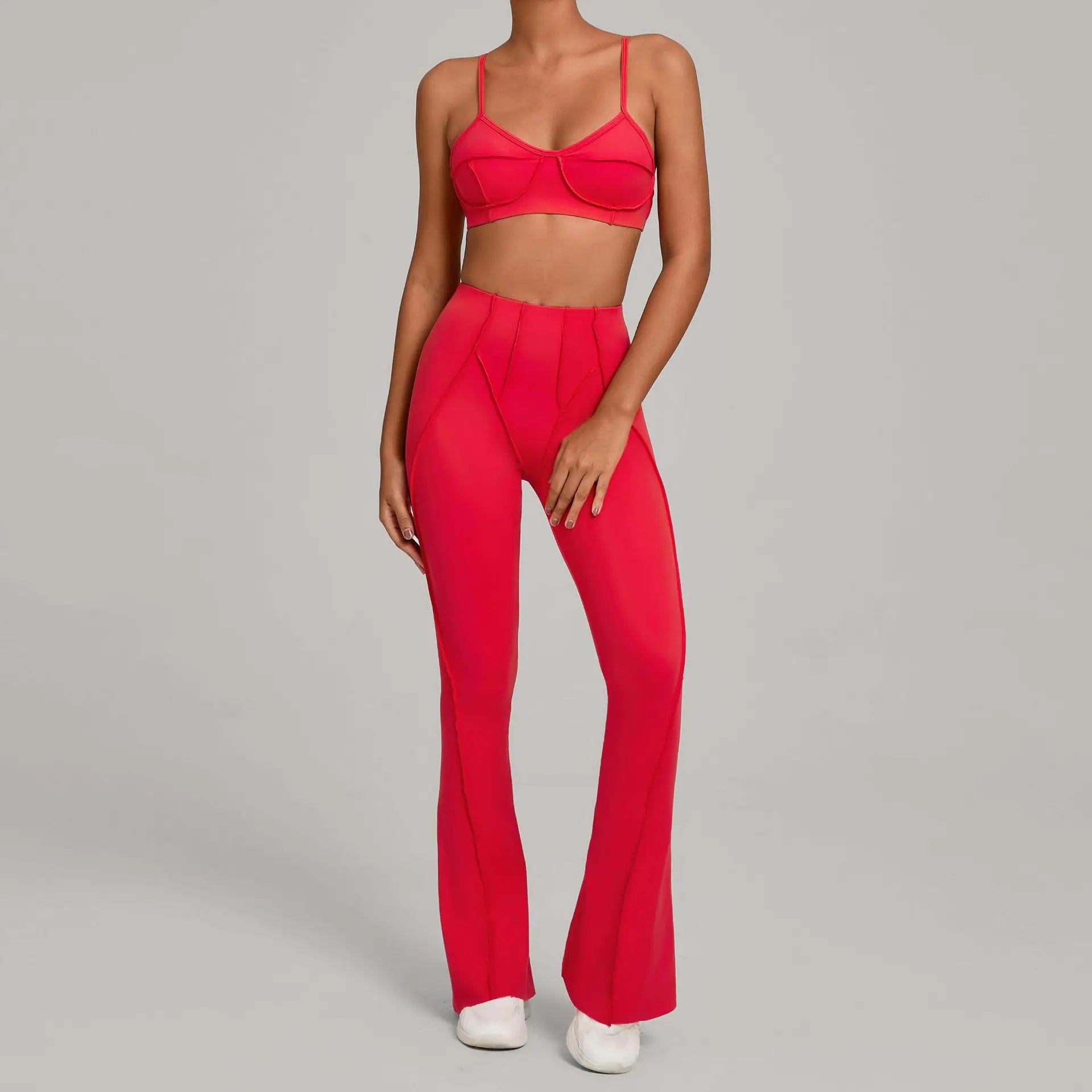 Nahtlose Yoga-Sets Sport-Fitness Hochbund-Hüfthebe-Formhose Rückenfreier BH-Anzug Workout-Gym-Leggings-Sets für Damen