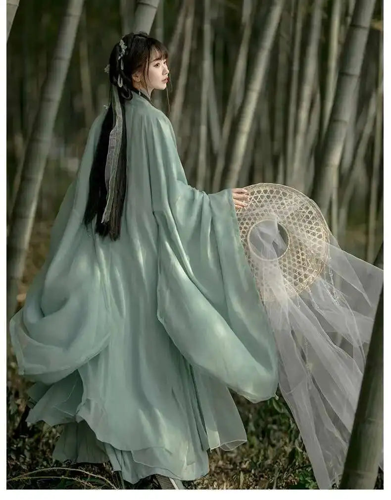 China Traditionelle Hanfu Damen Abendkleider Elegante Feenrock Weite Große Ärmel Elegantes Kleid Bankett Tanz Kleidung Frühling