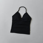 Langes Trägertop Yoga Weste Damen Rückenloses Tank Top Sport Fitness BHs Laufendes Workout Gym Neckholder