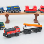 Holz Eisenbahn Lokomotive Magnetische Elektrische Auto Zug Spielzeug Passend für Biro Holz Diecast Slot Schienenbahn Weihnachten Geschenk