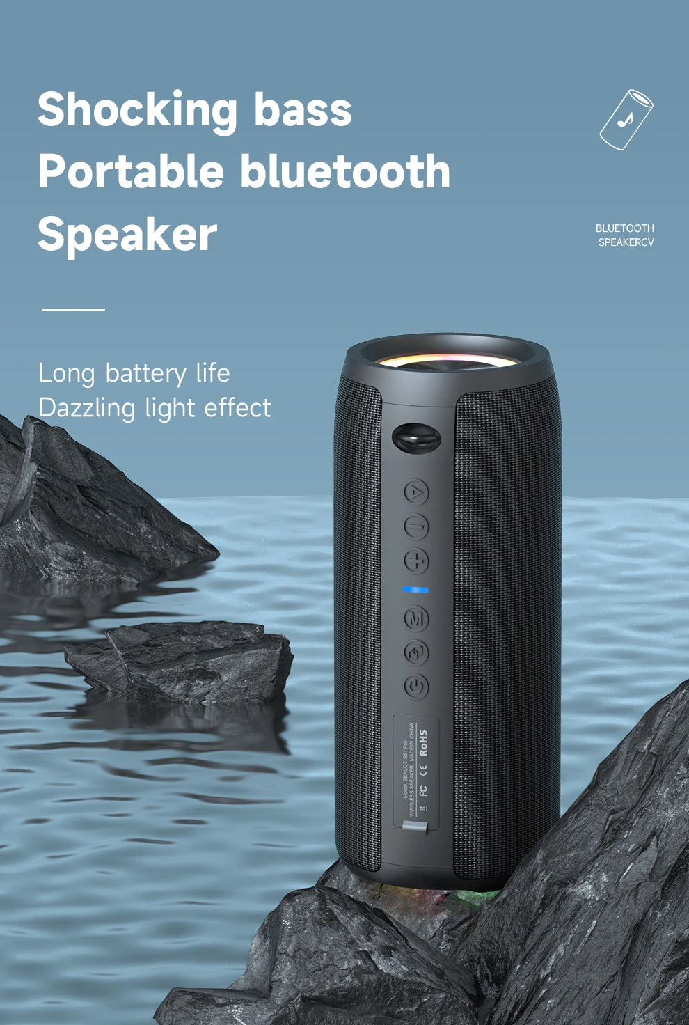 ZEALOT-S51PRO 40W High-Power Bluetooth-Lautsprecher 3D-Stereo-Bass Bluetooth-Lautsprecher Tragbarer IPX5 Wasserdichter Geeigneter TWS Boombox