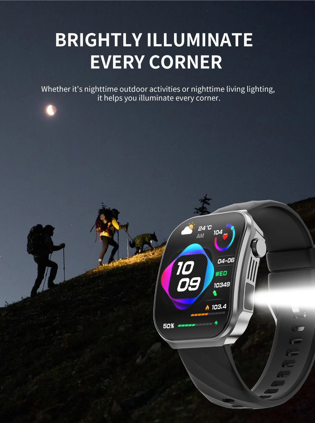 LIGE Neue 2,2-Zoll 3D Gebogenes Display Smartwatch Mit LED-Licht Thermometer Gesundheitsmonitor Smartwatch BT Anruf Sport Fitness Uhr