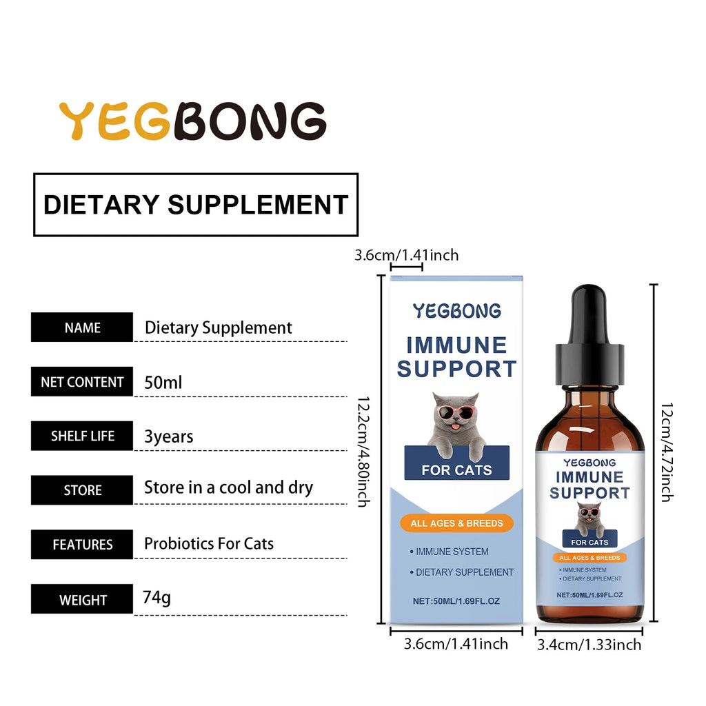 Yegbong 50ml Katzenvitamin-Nahrungsergänzungsmittel Tägliche Pflege zur Unterstützung der Ernährung, Förderung des Wachstums und Unterstützung der Genesung von Katzen, Vitaminpflegetropfen