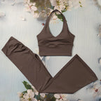 Scrunch-Sportanzug Damen Yoga-Set Gymnastik-Kleidung Sexy Sport-BHs und Schlaghosen-Sets Fitness-Outfits Damen Trainingskleidung