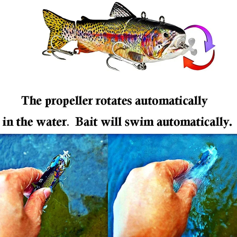 Automatischer Swimbait, elektrischer, robotergesteuerter Angelköder, 4-Segment, automatisch, mehrteiliger Köder, USB-wiederaufladbar, Wobbler, Pesca-Zubehör