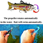 Automatischer Swimbait, elektrischer, robotergesteuerter Angelköder, 4-Segment, automatisch, mehrteiliger Köder, USB-wiederaufladbar, Wobbler, Pesca-Zubehör