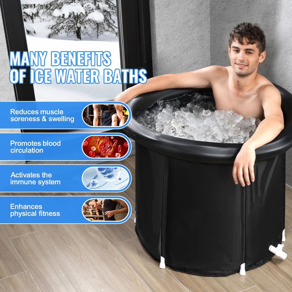 SucceBuy Eisbadewanne Kaltwassertherapie Tauchbecken für Sportler Outdoor Eiswanne Tauchbecken Aufblasbare Faltenbadewanne