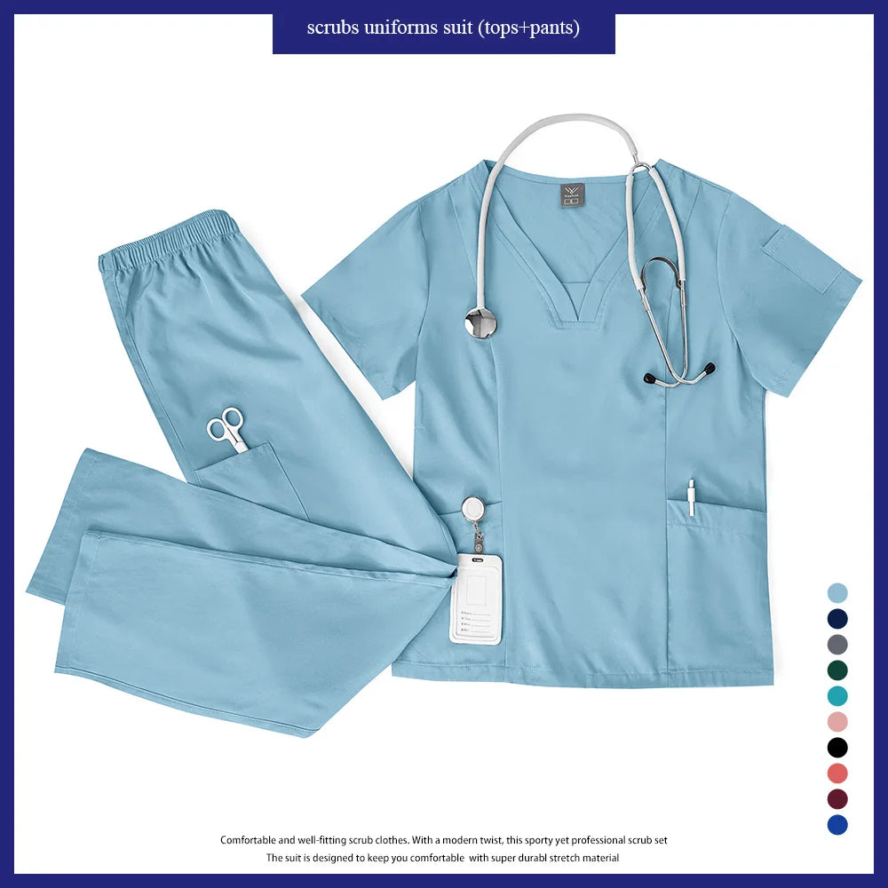 Niaahinn Scrubs Uniforms Sets Großhandel Medizinische Kasacks Stretch-Anzug Gesundheitswesen Pflegeuniform Unisex OP-Kasacks Damen Herren