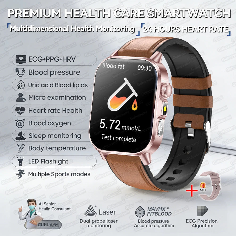 Neue präzise Gesundheits-Smartwatch EKG+HRV Harnsäure Blutfette Emotionswahrnehmung Bluetooth-Anruf Smartwatches für Männer und Frauen