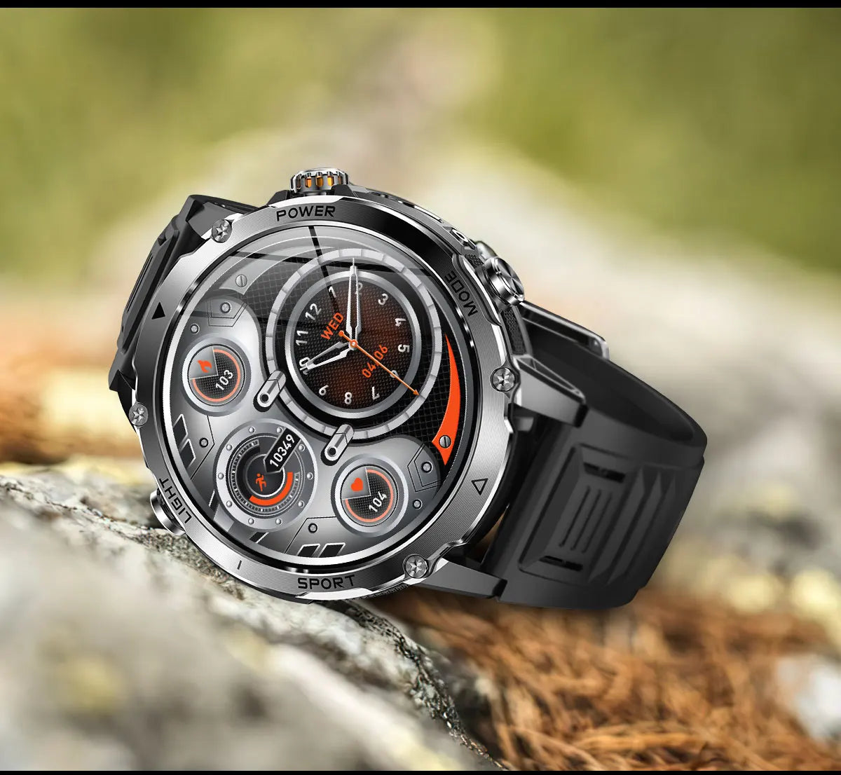 2026 Neue TANK Ultra 1400mAh Akku Militär Smartwatch 10ATM Wasserdicht Herzfrequenz Taktische LED Taschenlampe Herren Sportarmband