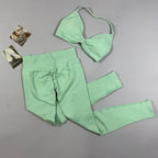 UETEEY Set für Damen, Trägerloser Yoga-BH, Sport-Top, Workout-Leggings-Set, Nahtloses Fitnessstudio-Set, Fitnesskleidung, Outfit, Activewear