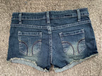 Sommer koreanische sexy tiefe Taille Damen-Jeans-Shorts amerikanische Lady Y2K elastische, schmal geschnittene Hot Pants Damen-Stickerei-Wickeljeans