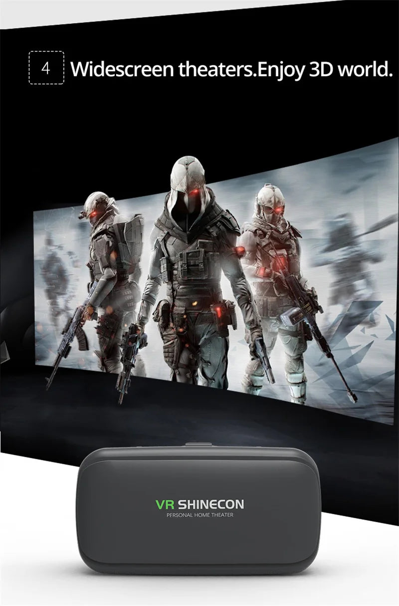 VR Shinecon 10.0 Helm 3D-Brille Virtual Reality Headset für Smartphones VR-Brille Videospiel Fernglas