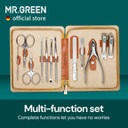 MR.GREEN Maniküre-Set 12-in-1 Vollfunktions-Set Professionelle Edelstahl-Pediküre-Sets mit tragbarer Lederhülle – Geschenkidee