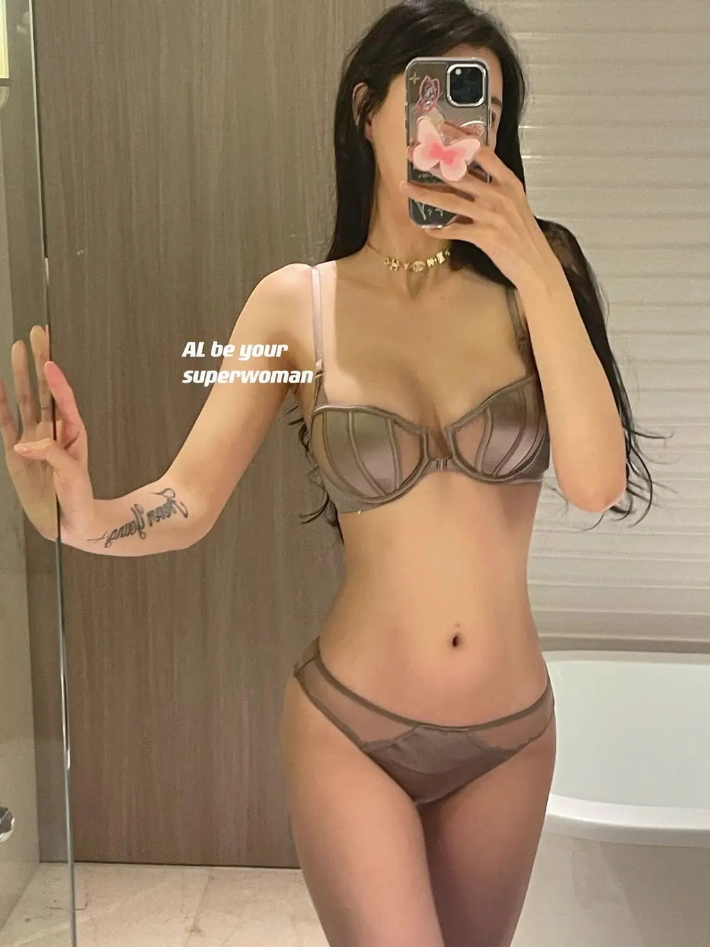 Vorderer Schnallen-Push-up-BH für Damen Dessous-Set Sexy Satin-Mesh Halb-Cup Kabelloser Lift-BH-Set mit verstellbaren Trägern Größe S-XL