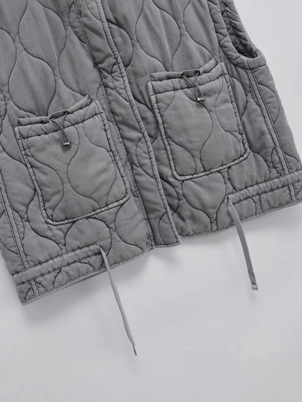 Herbst Winter Damen Stehkragen Leichte Ärmellose Baumwollweste Damen Taschendekoration Tanktop