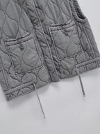 Herbst Winter Damen Stehkragen Leichte Ärmellose Baumwollweste Damen Taschendekoration Tanktop