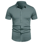 Herren Stretch Hemd Bügelfreie Hemden Regular Fit Kurzarm Stretch Business Casual Button-Down Hemden