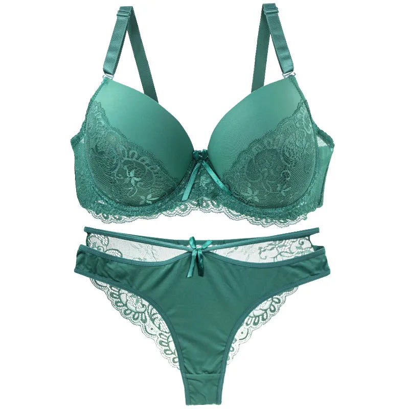 DaiNaFang Sexy BH-Set Grün Schwarz Beige Rot Weiß Lila Spitze Schleife Blumen Unterwäsche für Damen Übergröße Dessous