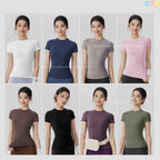 Frühlings- und Sommer-Yoga-Kleidung, kurzärmlig, nackt, eng anliegend, Fitness-Kleidung für Damen, Outdoor-Laufen, Training, Sport-T-Shirt