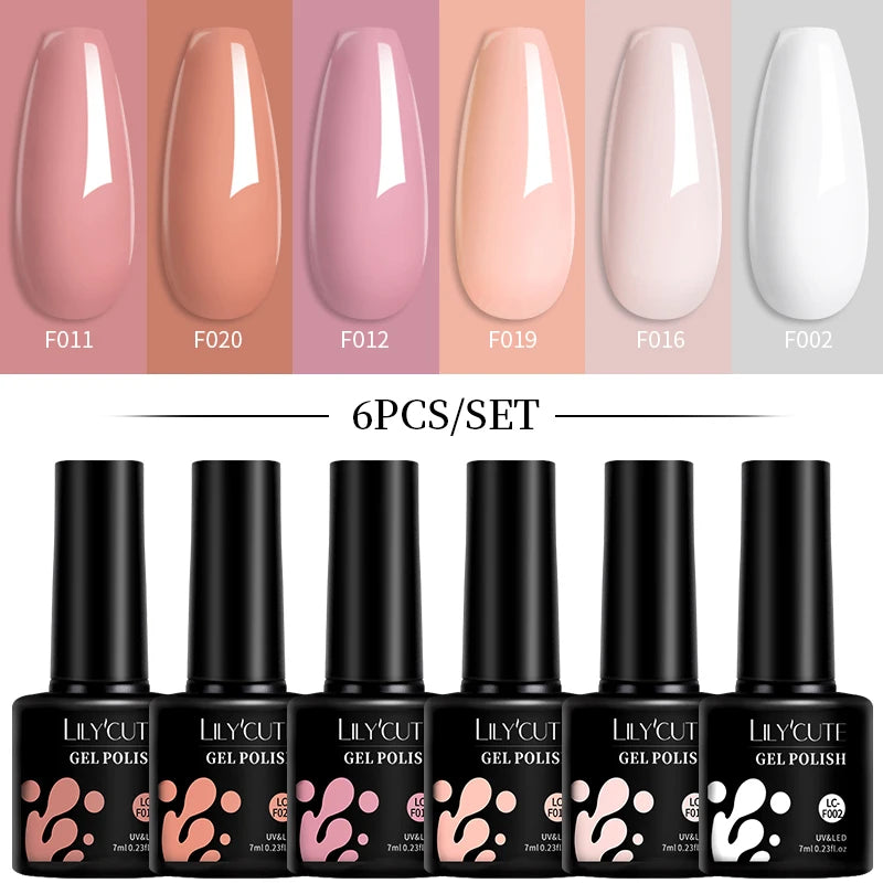 LILYCUTE 7ML 6PCS Neon Gel Nagellack Set fluoreszierend Farbwechsel Semi Permanent Soak Off Maniküre-Kit Nail Art Gel