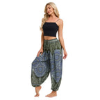 Damen Boho Weite Hosen Haremshose Erwachsene Hohe Taille Yoga Loose Laternenhose Atmungsaktive Strandhose Urlaub Bedruckte Jogger