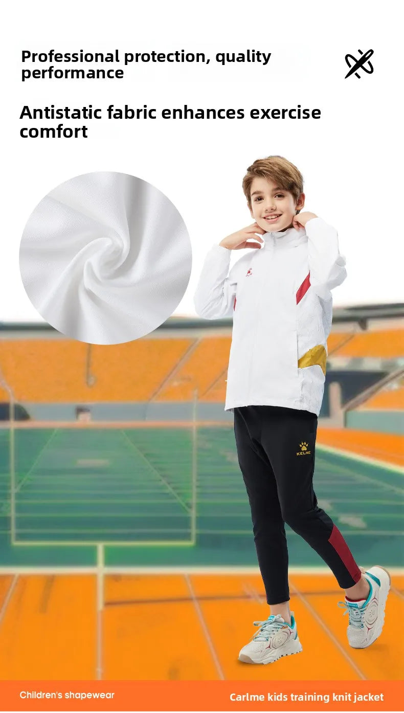 Kelme Children's Sports Jacket Autumn And Winter Knitted Jacket Outdoor Windproof Running Training Suit