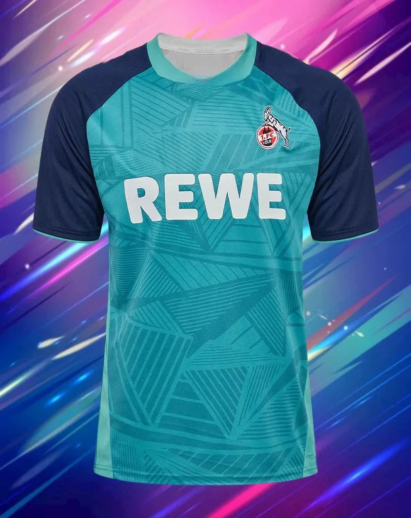 FC Köln Sonderedition Schwarzes Fußballtrikot, Sponsor, aufwendig gemustertes, atmungsaktives Fußballshirt für Fans & Spiel