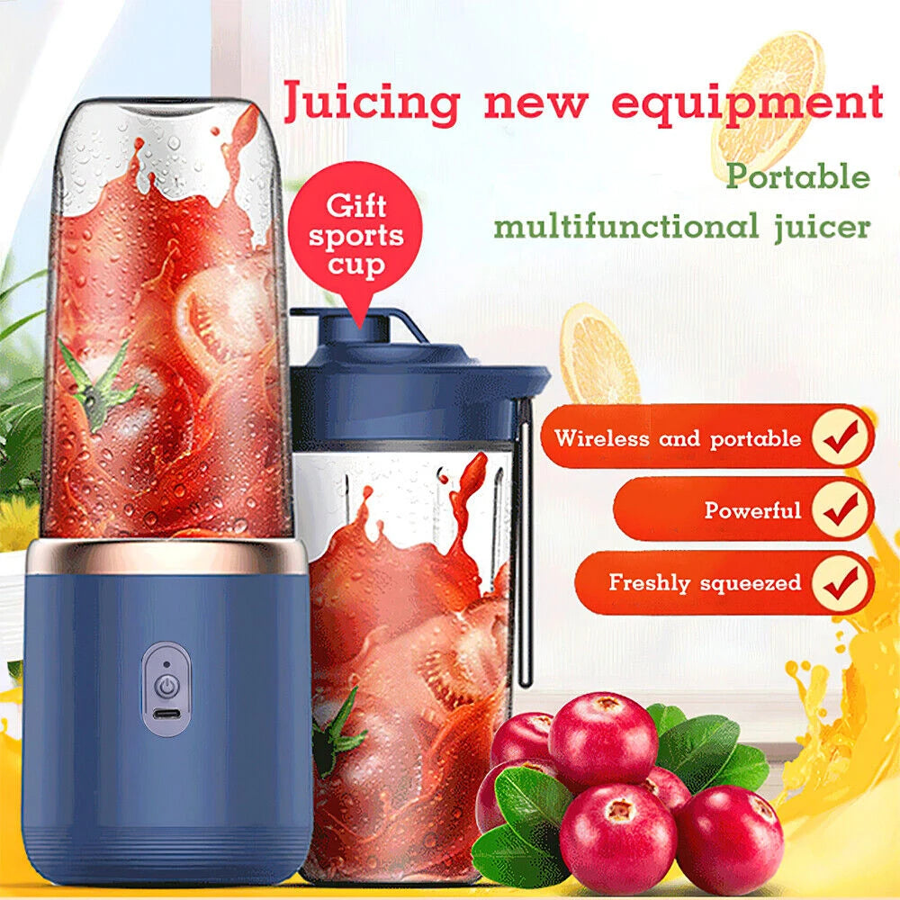 400ml Mini-Mixer 6 Klingen, tragbarer Smoothie Maker mit 21000 U/min, USB wiederaufladbar, multifunktionaler Entsafterbecher für Milchshakes