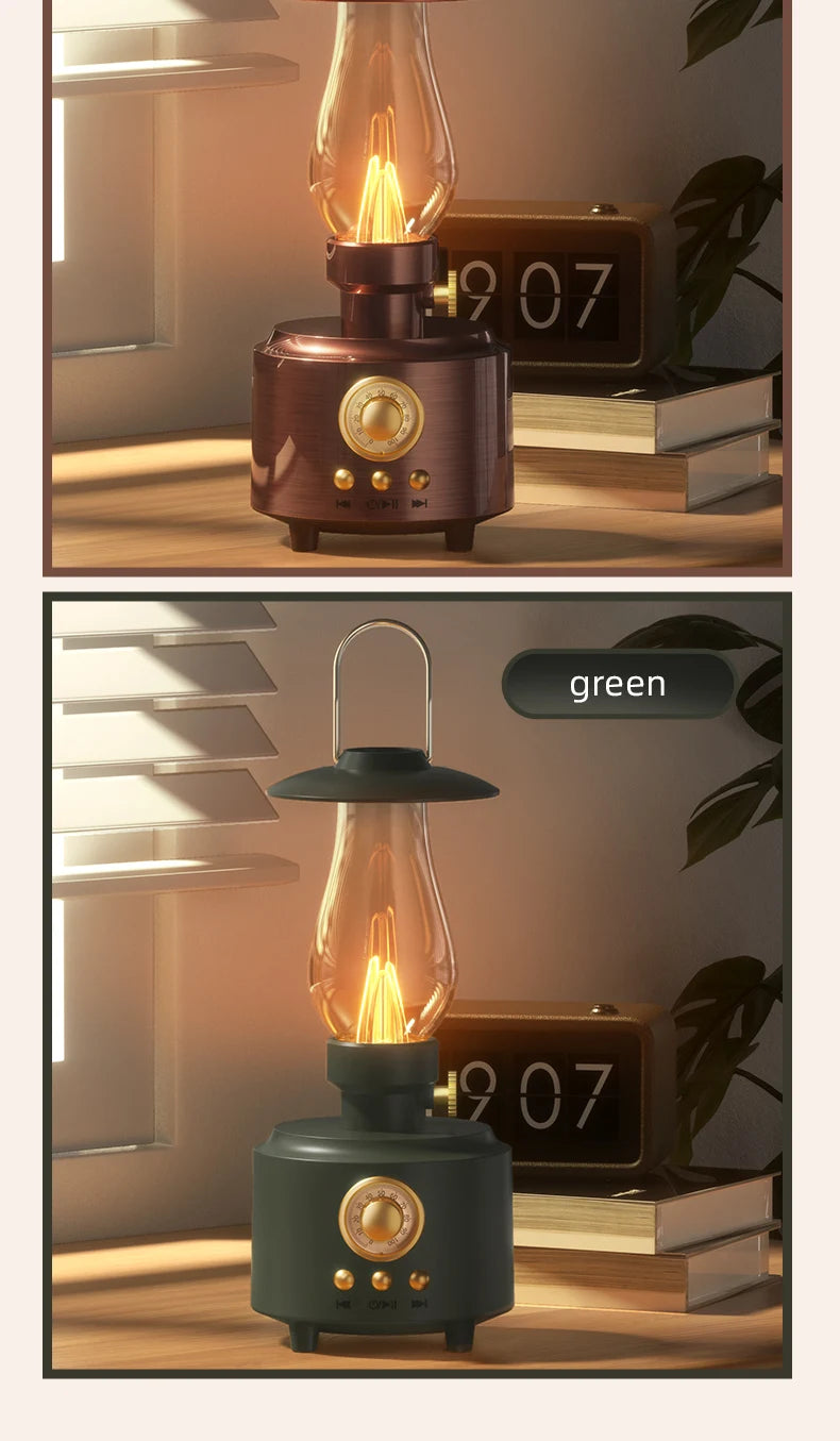 Retro Lampen-Stil Kabelloser Bluetooth-Lautsprecher mit Tragbarem FM-Radio und USB-Anschluss Bluetooth 5.3 Geeignet für Camping, Heimdekoration