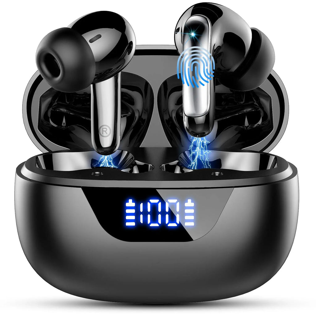 Kabellose Kopfhörer, Bluetooth 5.3 Stereo-Ohrhörer In-Ear mit 4 ENC Mikrofon für klare Anrufe, Geräuschunterdrückende Ohrstöpsel, 48 Stunden Akkulaufzeit.