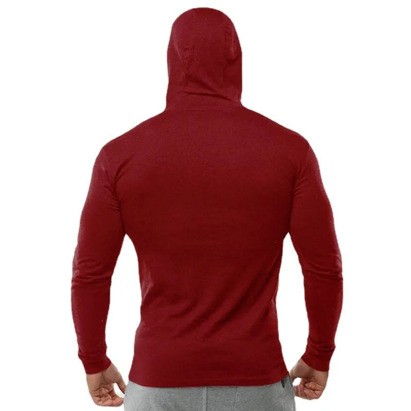 Gym Running Sport T-Shirts Herren Baumwolle Langarm Kapuzenpullover Kleidung Fitness Bodybuilding Muscle Hoodies Workout Jogging Shirts