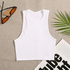 Yoga-Top – Damen-Sportbekleidung – Schwarz-weiß gestreiftes Design – Kurzärmliges Oberteil – Nahtlose Verarbeitung – Streetwear