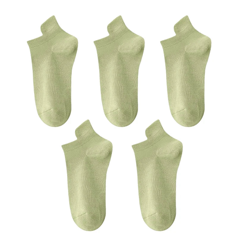 10 Stück=5 Paar Damen Socken Casual Atmungsaktiv Hohe Qualität Knöchelsocken Sommer Low Cut Baumwolle Dünne Kurze Elastische Socken calcetines
