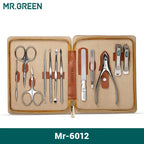 MR.GREEN Maniküre-Set 12-in-1 Vollfunktions-Set Professionelle Edelstahl-Pediküre-Sets mit tragbarer Lederhülle – Geschenkidee
