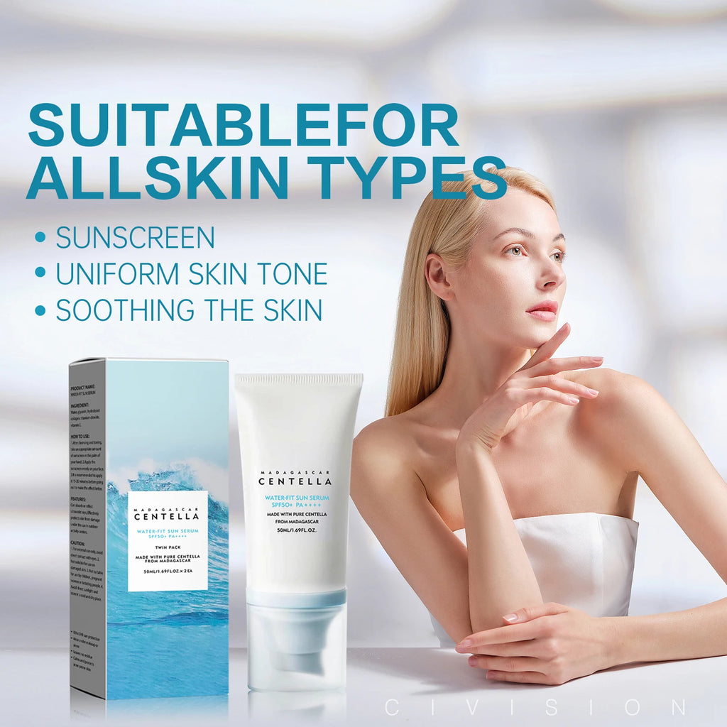 2/1 Stück LSF50+ Sonnencreme Centella Starker UV-Schutz Wasserbasierter Sonnenschutz Sonnenkörper-Sonnenblock Feuchtigkeitsspendende Hautpflege