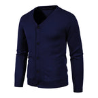 2024 M-5XL Herbst Herren Strickjacke Dünner V-Ausschnitt Basic Elastisch Slim Fit Dünner Pullover Einfarbig Freizeit Vielseitige Jacke
