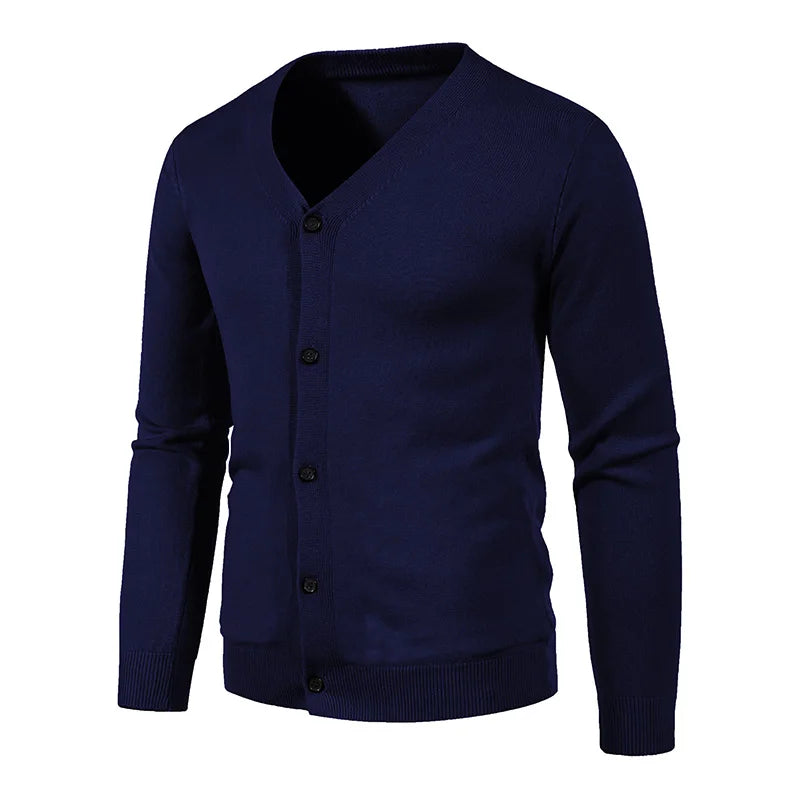 2024 M-5XL Herbst Herren Strickjacke Dünner V-Ausschnitt Basic Elastisch Slim Fit Dünner Pullover Einfarbig Freizeit Vielseitige Jacke