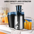 BRIEFNESS Entsafter Zentrifugalentsafter Ganze Früchte Gemüse 500W 65mm Weite Öffnung 2 Geschwindigkeiten 500ml Effizienter Saftbereiter