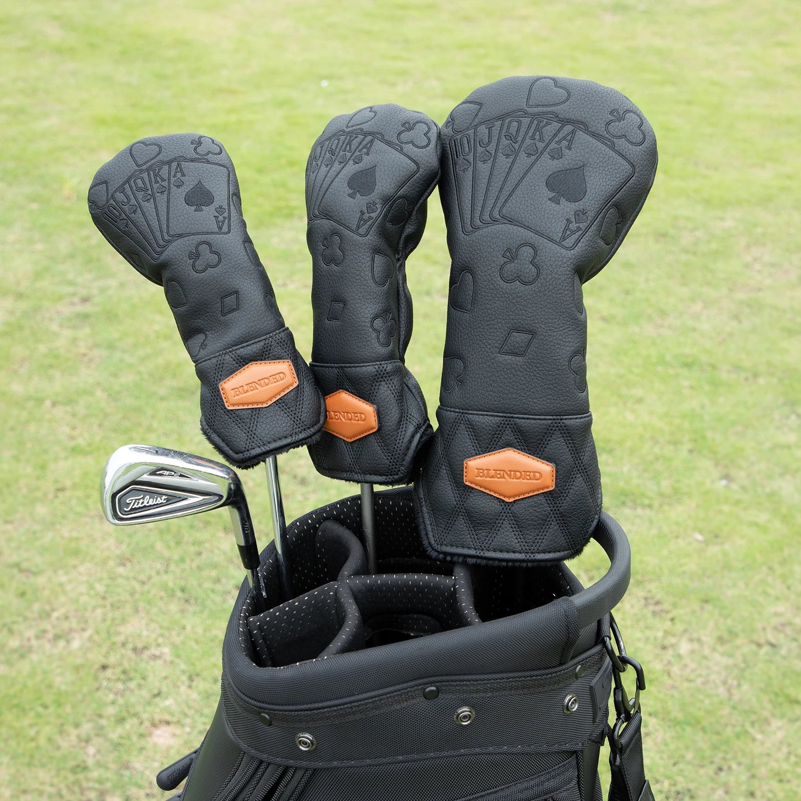 Black Lucky Poker Design Hochwertige Headcovers Bestickung Golfschläger Driver Head Fairwayholz Hybrid Headcovers 3 Holz Headc